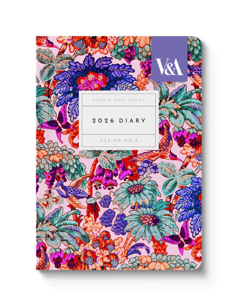 V&A A6 2026 DIARY-NEON FLORAL CORAL JUNGLE