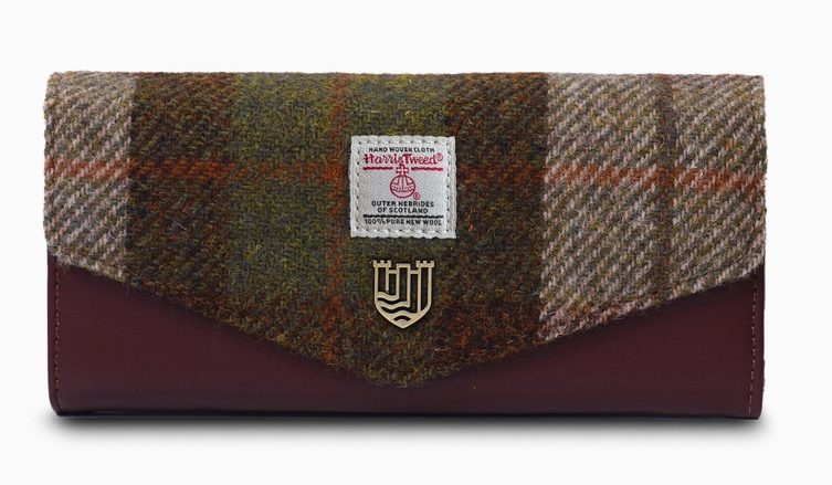 ISLANDER UK LARGE CLASP PURSE-CHESTNUT TARTAN