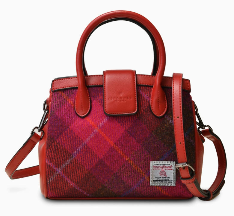 ISLANDER UK THE MINI TIREE TOTE-FUSCHIA TARTAN BAG