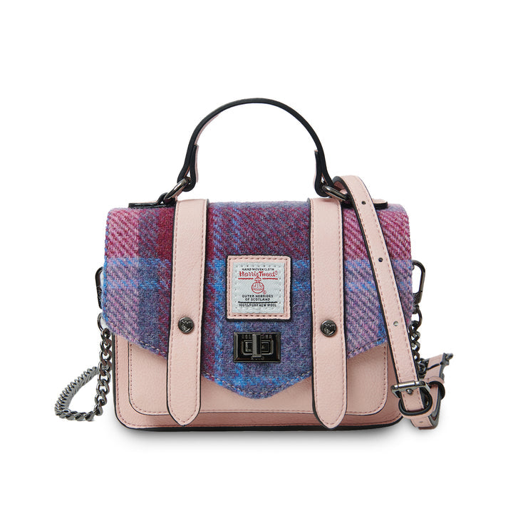 ISLANDER UK BABY SATCHEL-PINK AND BLUE TARTAN