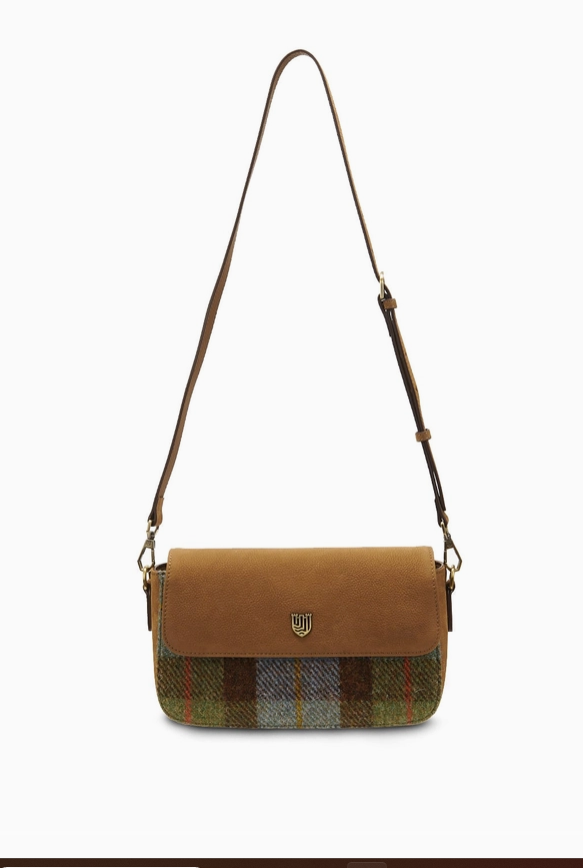 ISLANDER UK THE CAITHNESS CLUTCH-CHESTNUT BLUE TARTAN  BAG