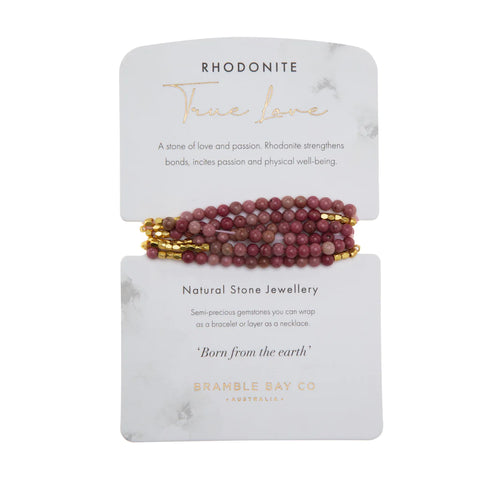 BRAMBLE BAY CO BRACELET-WRAP RHODONITE TRUE LOVE