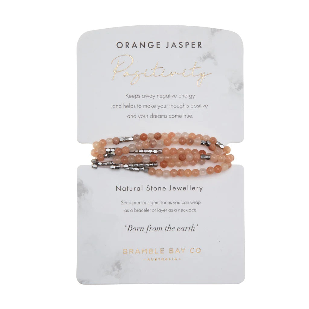 BRAMBLE BAY CO BRACELET-WRAP ORANGE JASPER POSITIVITY