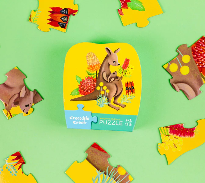 Crocodile Creek Mini Puzzle 12 pc - Kangaroo & Joey