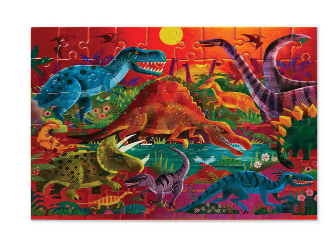 Crocodile Creek Dazzling Dinosaurs Holographic Foil Puzzle, 60 Pieces