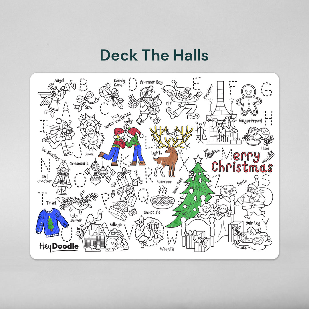 HEY DOODLE DECK THE HALLS CLASSIC COLOURING & DOODLE MAT