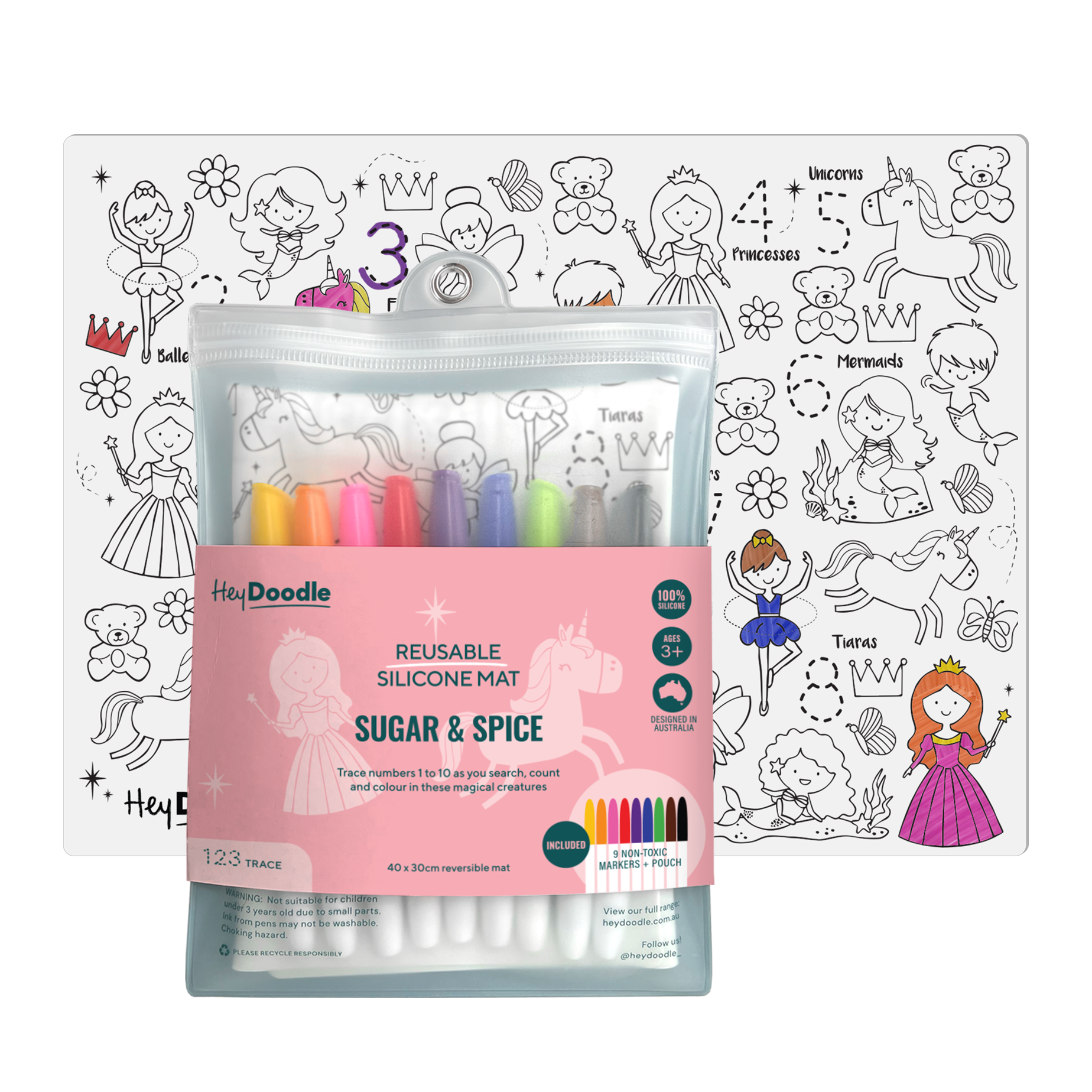 HEY DOODLE REUSABLE SILICONE MAT-SUGAR & SPICE