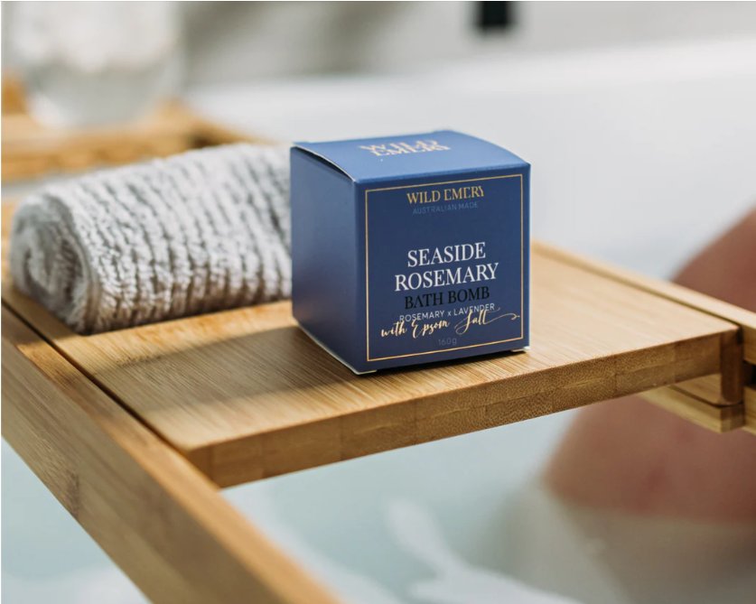 WILD EMERY CUBE BATH BOMB-SEASIDE ROSEMARY