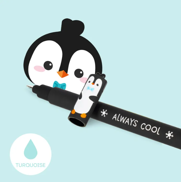 LEGAMI ERASABLE GEL PEN-PENGUIN-TURQUOISE INK