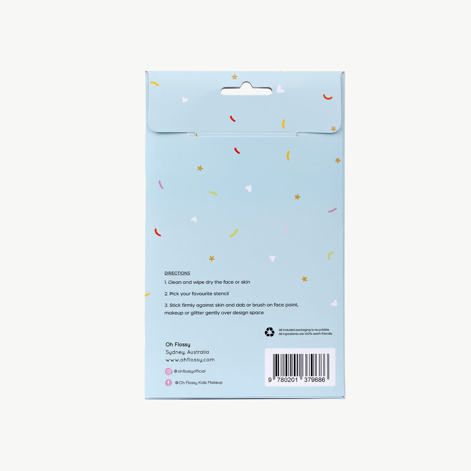 OH FLOSSY REUSABLE ADHESIVE FACE PAINT & MAKEUP STENCILS