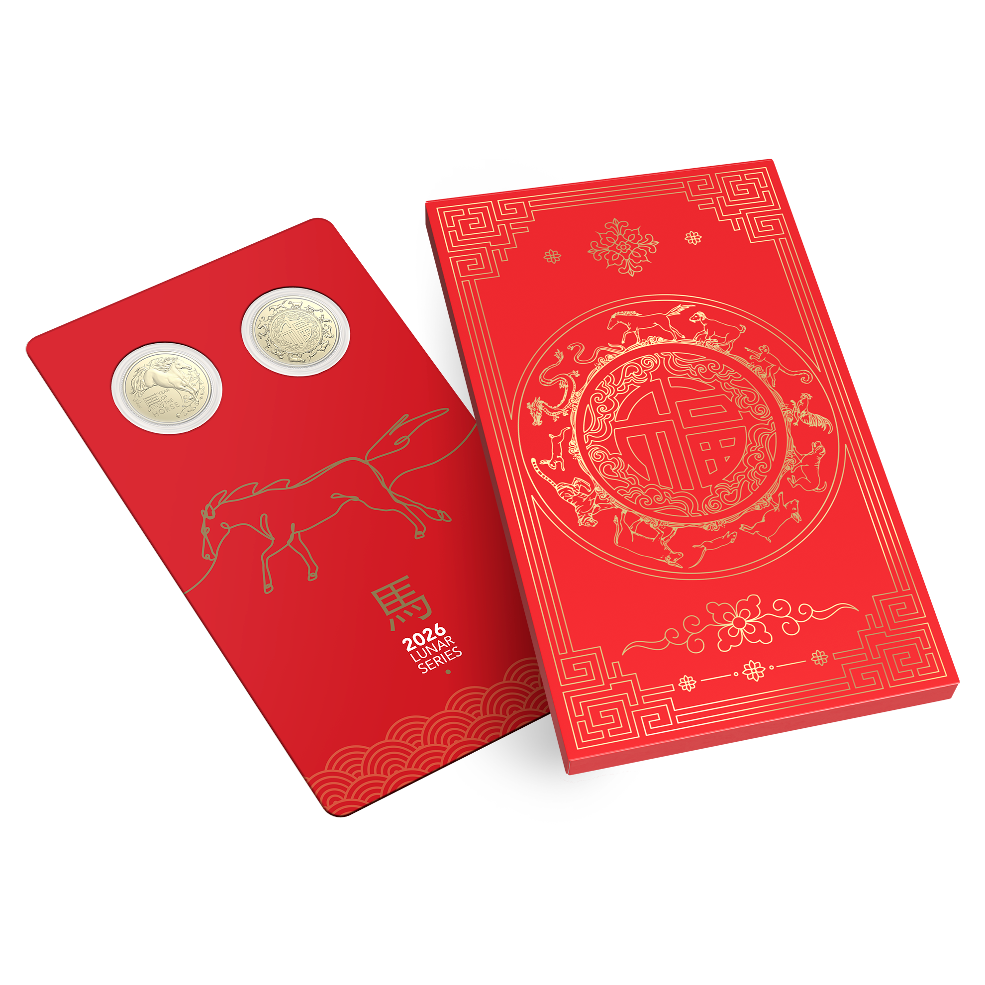 ROYAL AUSTRALIAN MINT COIN PACK $1 UNC 2026 ALBR 25MM 2 COIN SET - YEAR OF THE HORSE