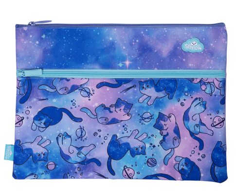 SPENCIL A4 TWIN ZIP PENCIL CASE-CAT-A-COSMIC