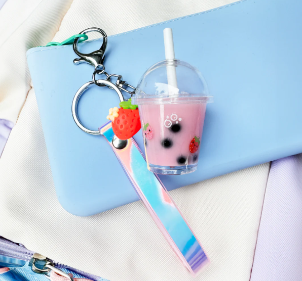 Tiger Tribe Bag Charm Kit - Strawberry Bubble Tea