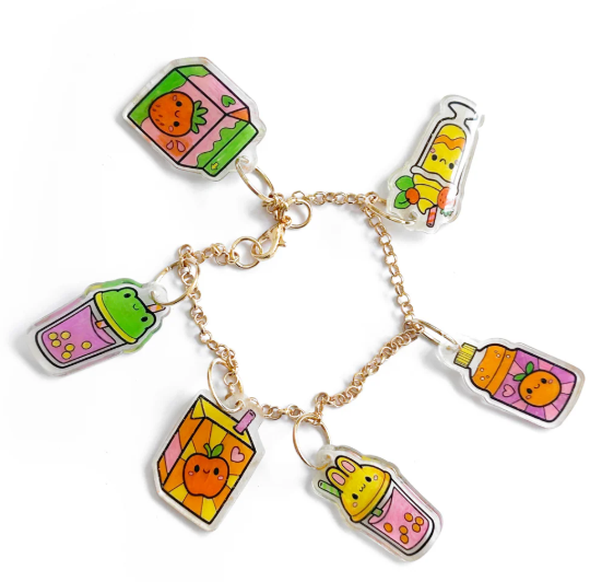 Tiger Tribe Shrinkorama - Charm Bracelet - Kawaii Drinks