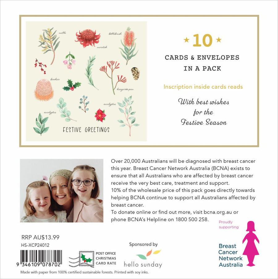 BREAST CANCER NETWORK AUSTRALIA-AUSTRALIAN FLORA CHARITY BOXED CHRISTMAS CARDS