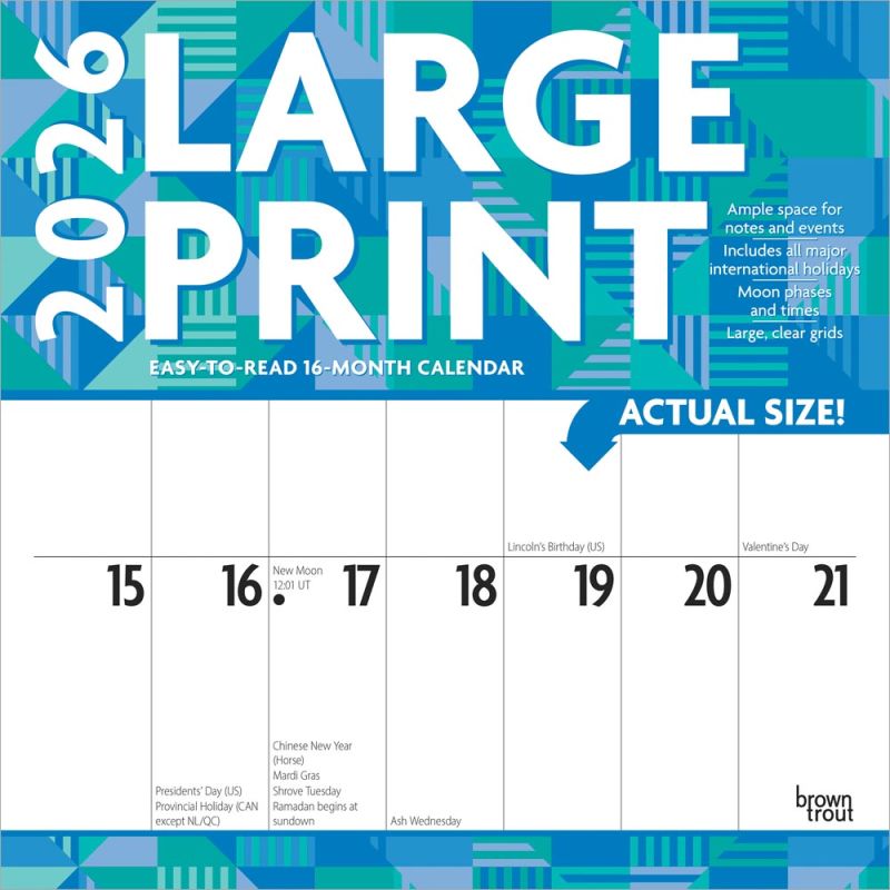 Large Print 2026 Square Matte