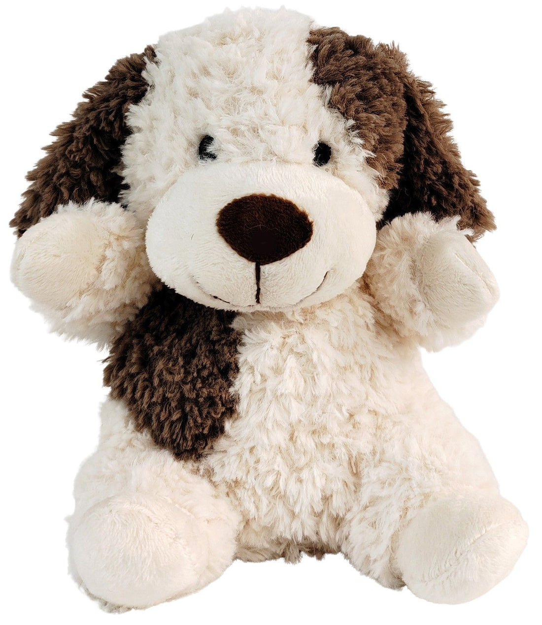 CURLY DOG SOFT TOY WHITE &amp; BROWN 18CM