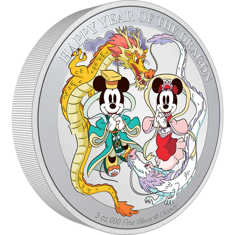 DISNEY LUNAR - HAPPY YEAR OF THE DRAGON 3oz SILVER COIN