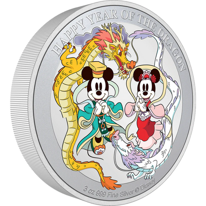 DISNEY LUNAR - HAPPY YEAR OF THE DRAGON 3oz SILVER COIN