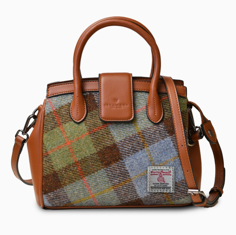 ISLANDER UK THE MINI TIREE TOTE-CHESTNUT/BLUE TARTAN BAG