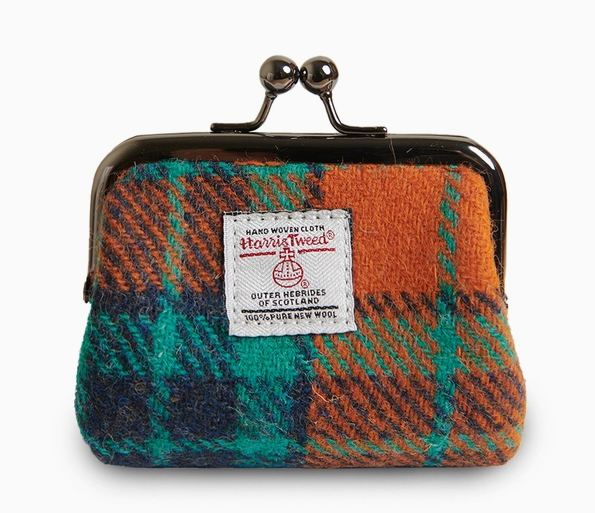 ISLANDER UK THE COIN PURSE-ORANGE/BLUE TARTAN