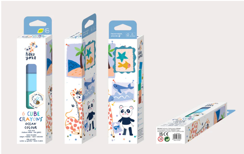 HAKU YOKA 6 CUBE CRAYONS - OCEAN COLOUR