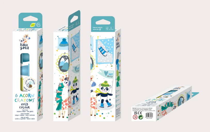 HAKU YOKA 6 ACORN CRAYONS - COLD COLOUR