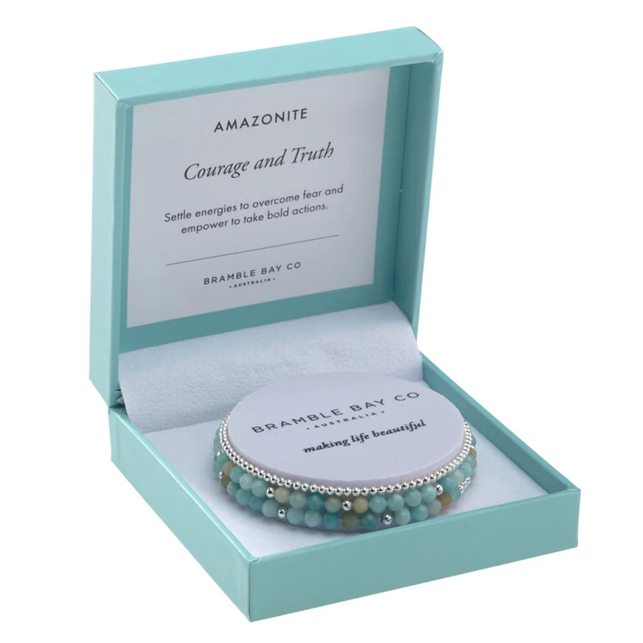 BB TRIO BRACELET SET - AMAZONITE (4MM) &amp; SILVER PLATED BEAD (3MM) COURAGE &amp; TRUTH 