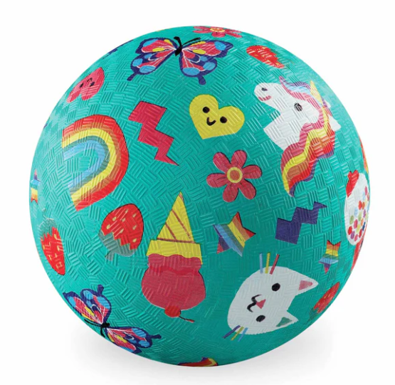 CROCODILE CREEK 5 INCH PLAYGROUND BALL - SMILEY (AQUA)