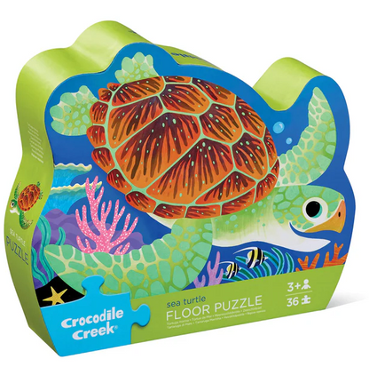 Crocodile Creek Classic Floor Puzzle 36 pc - Sea Turtle (Foil Stamped) 