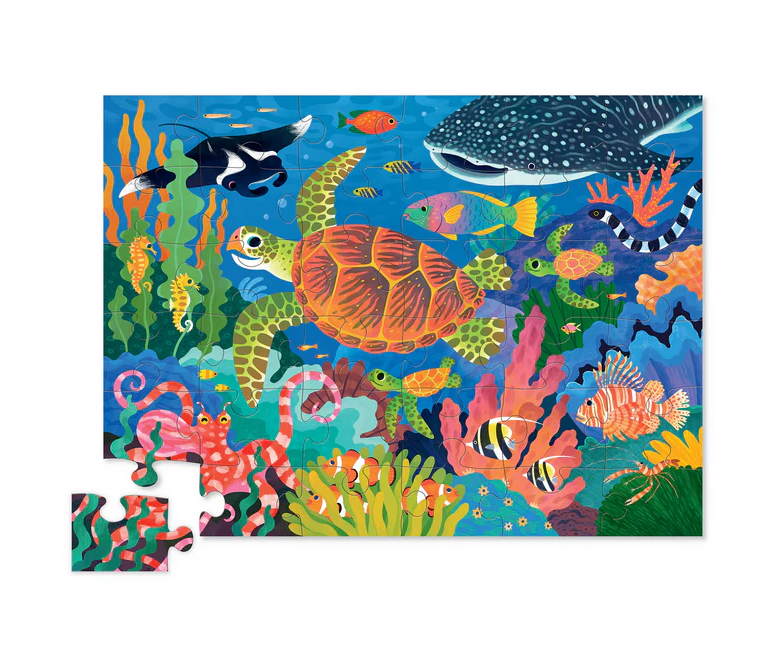 Crocodile Creek Classic Floor Puzzle 36 pc - Sea Turtle (Foil Stamped) 