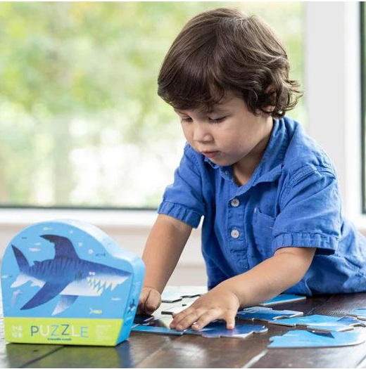 Crocodile Creek Mini Floor Puzzle - Shark City - 12 Large Jigsaw Pieces - for Kids Ages 2 Years and up - Heavy-Duty Box for Storage - Finished Puzzle