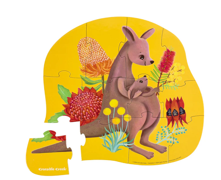 Crocodile Creek Mini Puzzle 12 pc - Kangaroo &amp; Joey 
