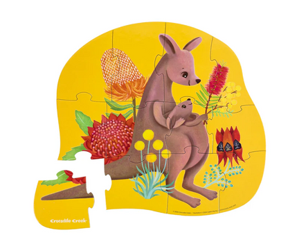 Crocodile Creek Mini Puzzle 12 pc - Kangaroo &amp; Joey 