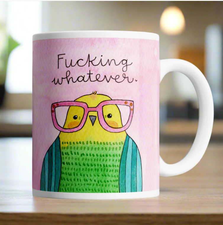 DISRUPTED INDUSTRIES FUCKING WHATEVER DERPY BIRD MUG