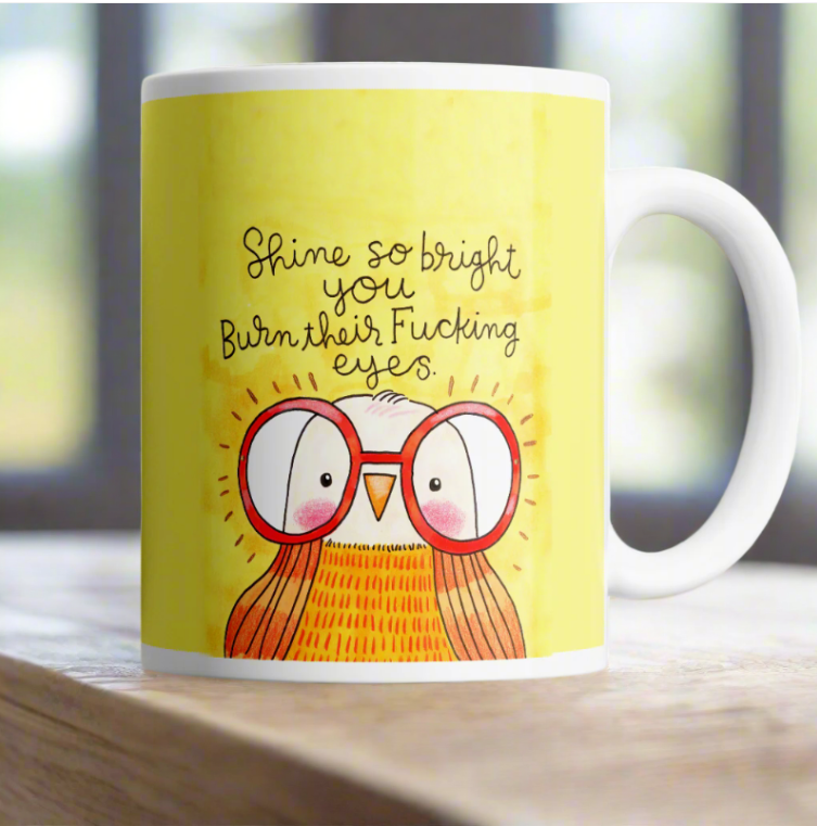 DISRUPTED INDUSTRIES SHINE SO BRIGHT DERPY BIRD MUG