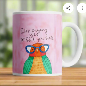 DISRUPTED INDUSTRIES STOP SAYING YES TO SHIT YOU HATE DERPY MUG