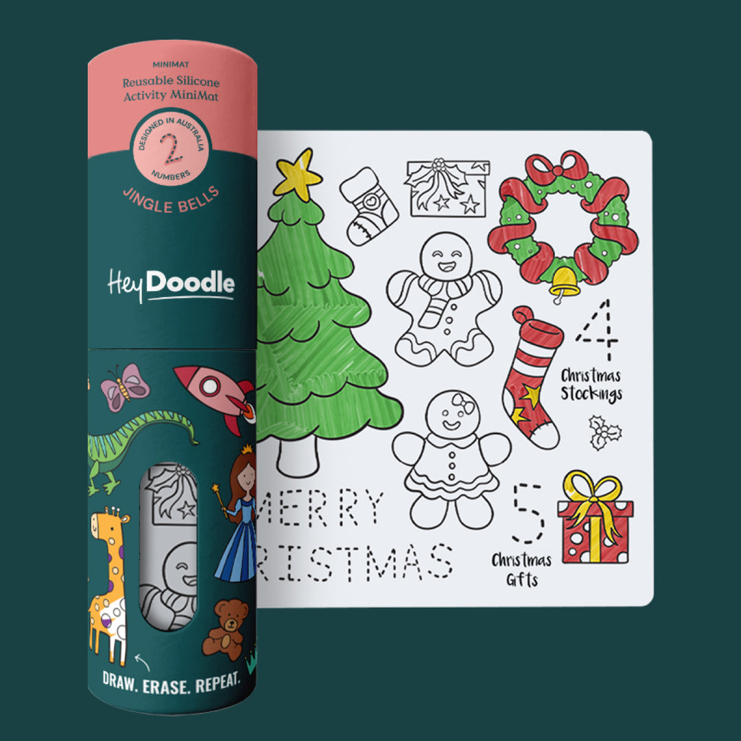 HEY DOODLE JINGLE BELLS MINI COLOURING &amp; DOODLE MAT