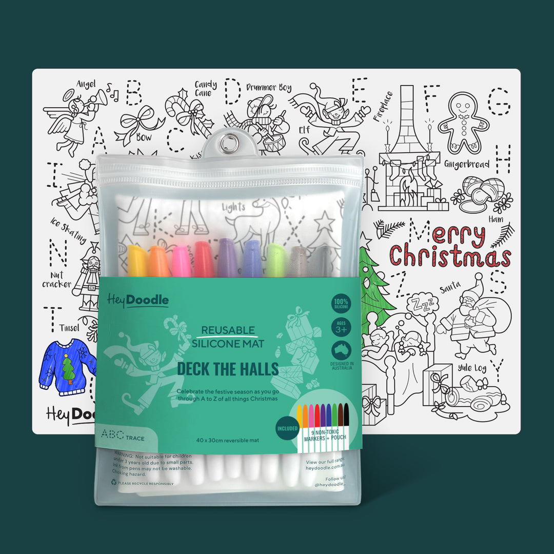 HEY DOODLE DECK THE HALLS CLASSIC COLOURING &amp; DOODLE MAT