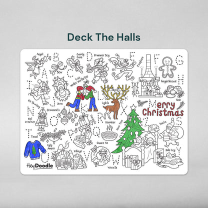 HEY DOODLE DECK THE HALLS CLASSIC COLOURING &amp; DOODLE MAT