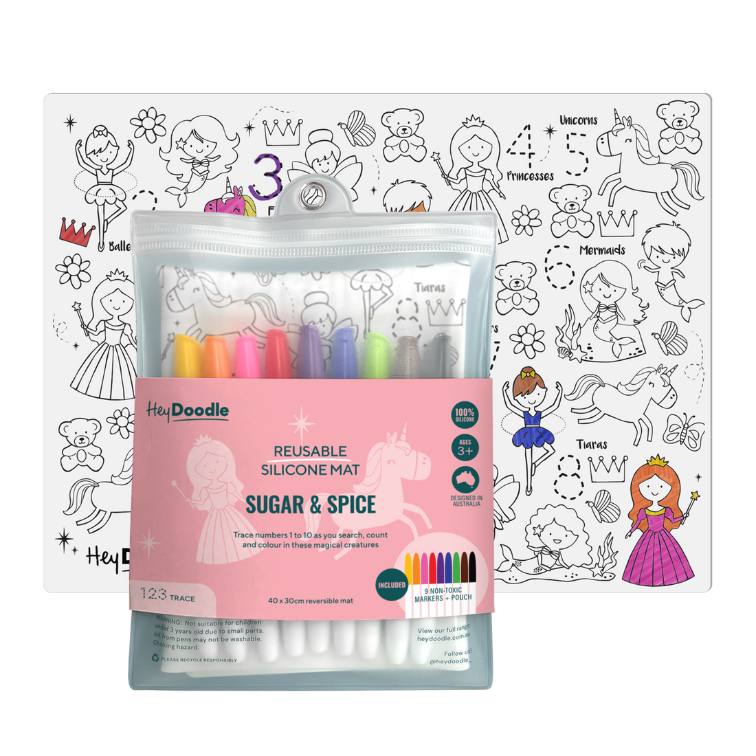 HEY DOODLE REUSABLE SILICONE MAT-SUGAR & SPICE