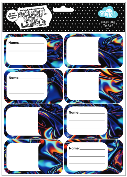 Spencil Book Labels - Metallic Waves