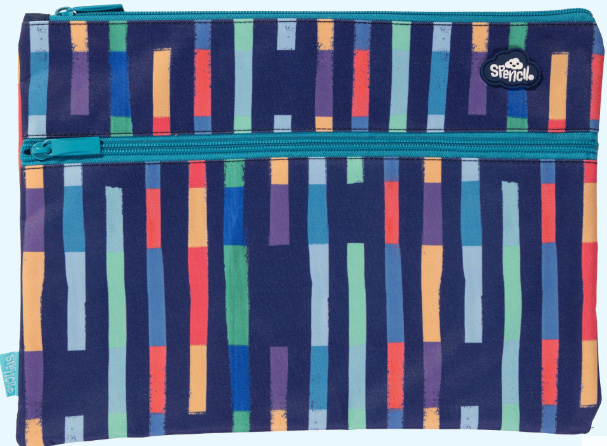 Spencil A4 Twin Zip Pencil Case - Bright Stripes