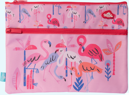 Spencil A4 Twin Zip Pencil Case - Flamingo Splash