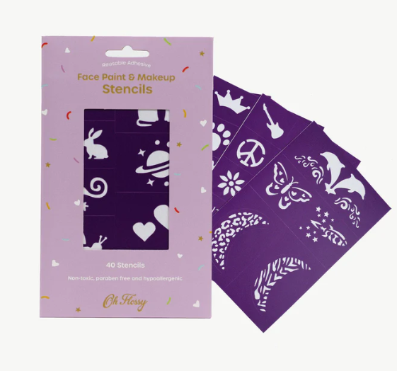 Oh Flossy Reusable Adhesive Face Paint & Makeup Stencils - Purple