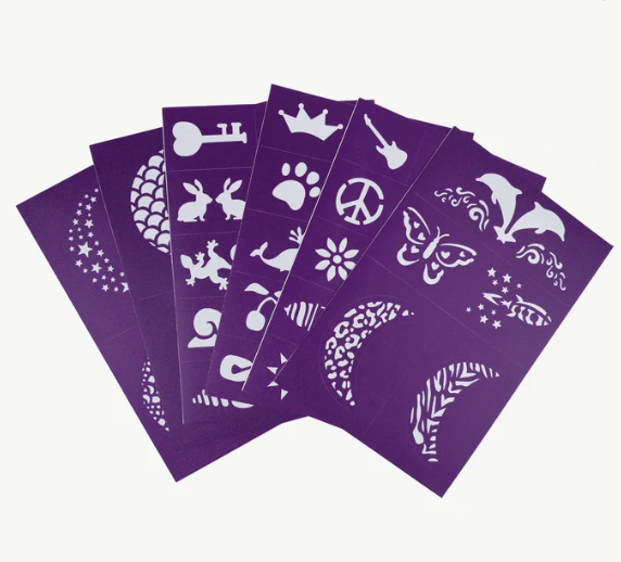 Oh Flossy Reusable Adhesive Face Paint & Makeup Stencils - Purple