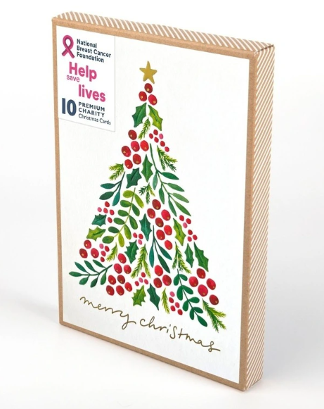 NATIONAL BREAST CANCER FOUNDATION BOXED CARDS BC CHRISTMAS BERRIES