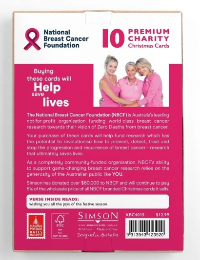 NATIONAL BREAST CANCER FOUNDATION BOXED CARDS BC CHRISTMAS BERRIES