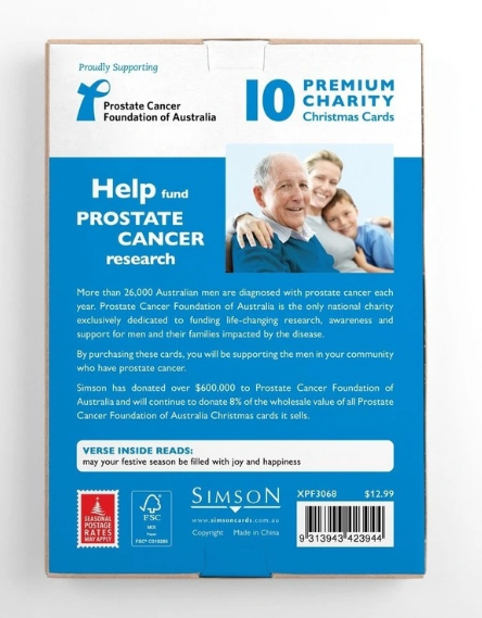 PROSTATE CANCER FOUNDATION OF AUSTRALIA BOXED CARDS PF POINSETTIA BOUQUET 