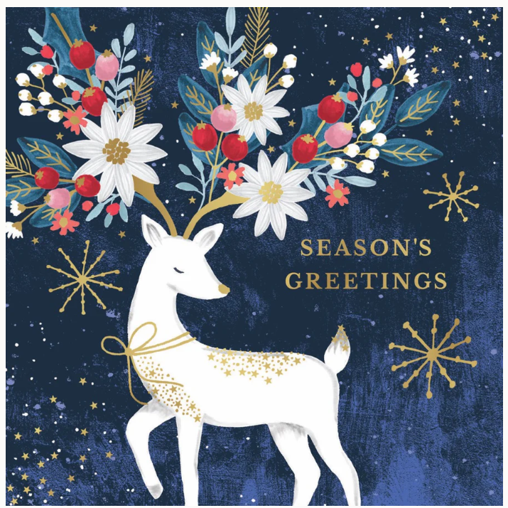 REDKITE FLORAL ANTLERS CHARITY BOXED CHRISTMAS CARDS